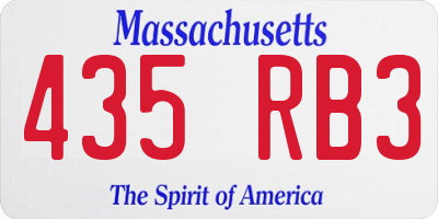 MA license plate 435RB3