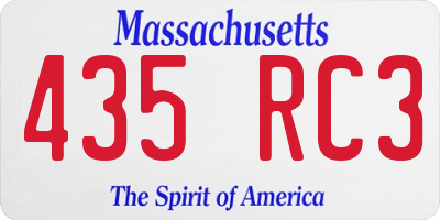 MA license plate 435RC3