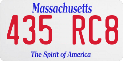 MA license plate 435RC8