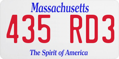 MA license plate 435RD3