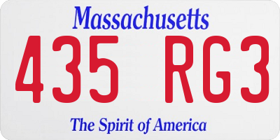 MA license plate 435RG3