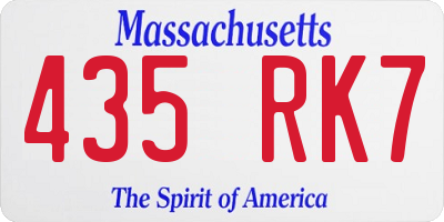 MA license plate 435RK7