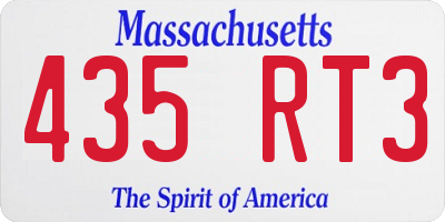 MA license plate 435RT3