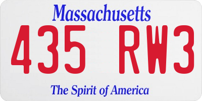 MA license plate 435RW3