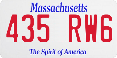 MA license plate 435RW6