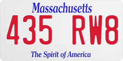 MA license plate 435RW8