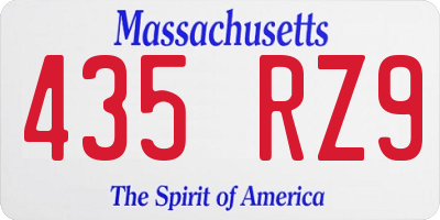 MA license plate 435RZ9