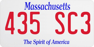 MA license plate 435SC3