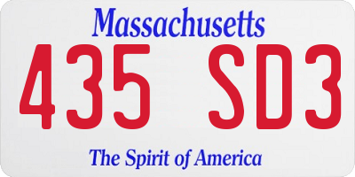 MA license plate 435SD3