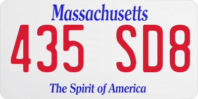 MA license plate 435SD8