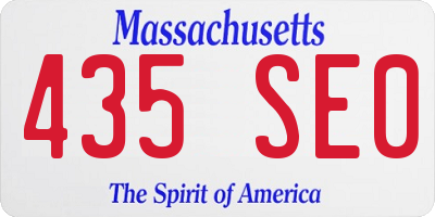 MA license plate 435SE0