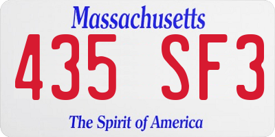 MA license plate 435SF3