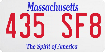 MA license plate 435SF8