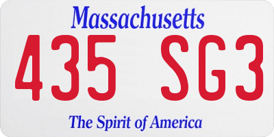 MA license plate 435SG3
