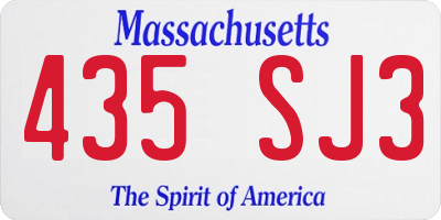MA license plate 435SJ3