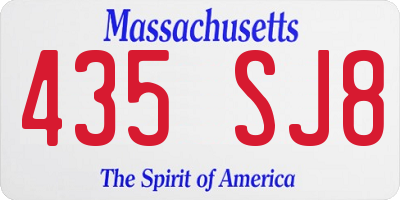 MA license plate 435SJ8