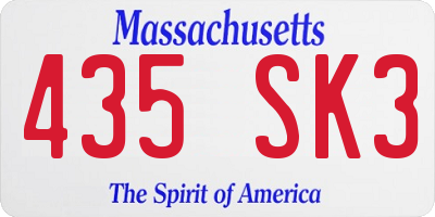 MA license plate 435SK3