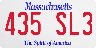 MA license plate 435SL3