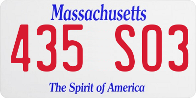 MA license plate 435SO3