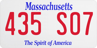 MA license plate 435SO7