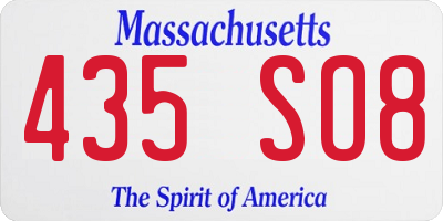 MA license plate 435SO8