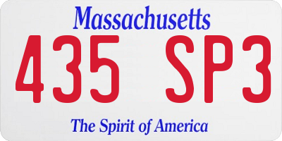 MA license plate 435SP3