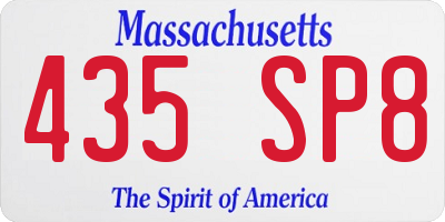 MA license plate 435SP8