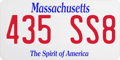 MA license plate 435SS8