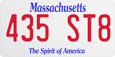 MA license plate 435ST8
