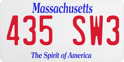 MA license plate 435SW3
