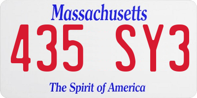 MA license plate 435SY3