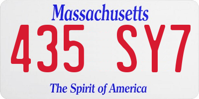 MA license plate 435SY7