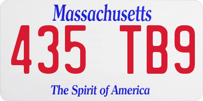 MA license plate 435TB9