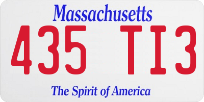 MA license plate 435TI3