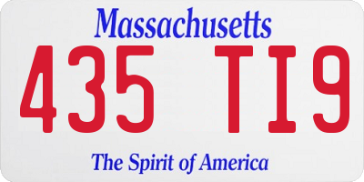 MA license plate 435TI9