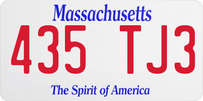 MA license plate 435TJ3