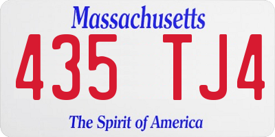 MA license plate 435TJ4