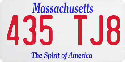 MA license plate 435TJ8