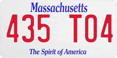 MA license plate 435TO4