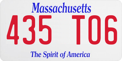 MA license plate 435TO6