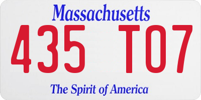 MA license plate 435TO7