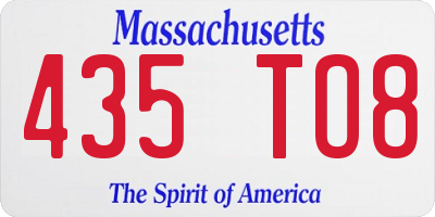 MA license plate 435TO8