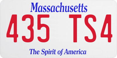 MA license plate 435TS4