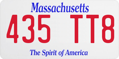 MA license plate 435TT8