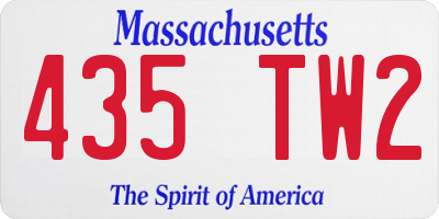 MA license plate 435TW2