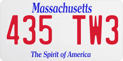 MA license plate 435TW3