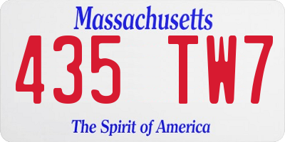 MA license plate 435TW7