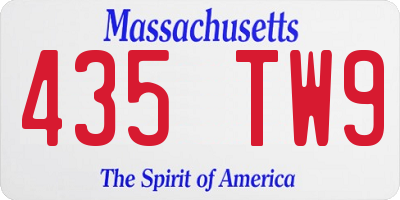 MA license plate 435TW9