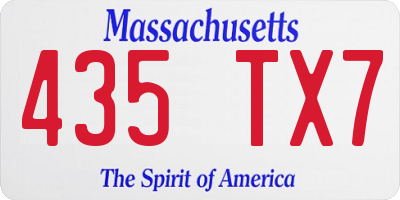 MA license plate 435TX7