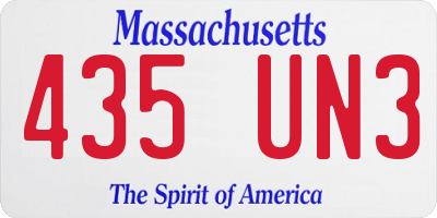 MA license plate 435UN3